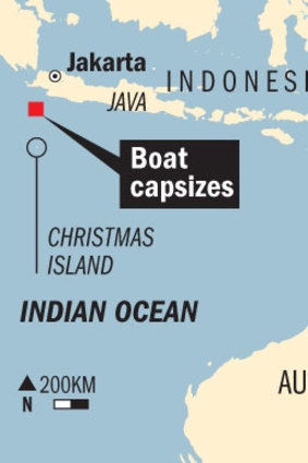 The boat sank north of Christmas Island.