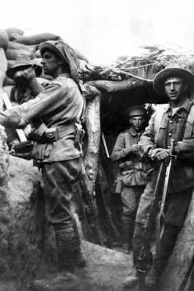 Diggers in the trenches at Lone Pine before the doomed order to go over the top into a hail of Turkish bullets.