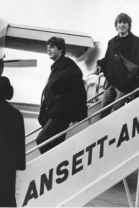 The Beatles arrive at Essendon Airport, Melbourne.