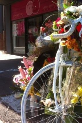 Ghost bike at South Brisbane, a shrine to cyclist Rebekka Meyer 
