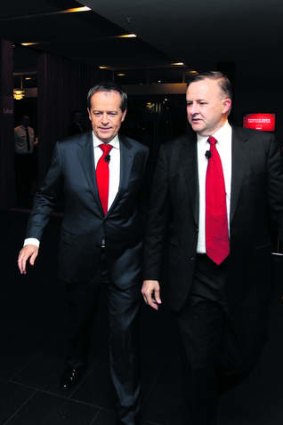 Contestants: Bill Shorten, left, with Anthony Albanese.