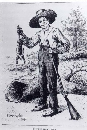 An illustration from Huckleberry Finn, 1884.
