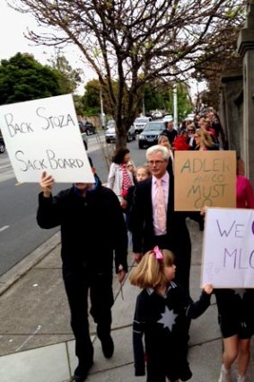 Rosa Storelli supporters in their "Monday Mourning" picket outside the Methodist Ladies' College.