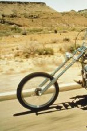 Cocaine, Dennis Hopper and Peter Fonda travel America in <i>Easy Rider</i> from 1969.