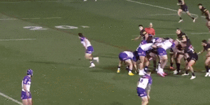 Storm scrum try to Grant Anderson against Penrith.