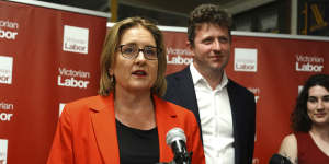 Premier Jacinta Allan,left,and Labor candidate for Werribee John Lister.