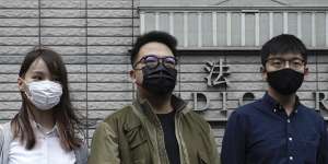 Jailed:Hong Kong activists,from right,Joshua Wong,Ivan Lam and Agnes Chow.