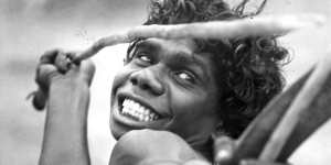 David Dalaithngu as he appears in the movie Walkabout,1971.