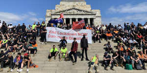 Protesters used the Shrine of Remembrance as their base to protest compulsory jabs.