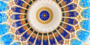 Kaleidoscopic dome at Szeged Synagogue.