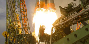 The Soyuz-FG blasts off to the International Space Station.