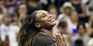 Serena Williams overcame a shaky start to win her first-round match at the US Open.