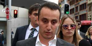 Luke Lazarus leaves court after being found not guilty of rape.