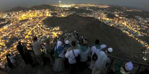 Muslim pilgrims view Mecca from the Jabal al-Nour (mountain of the light) during this year's Haj. A cave in the mountain is believed to be the site of Muhammad's first revelation from God.
