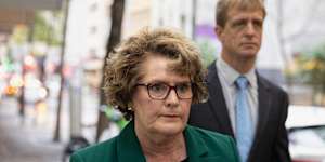 City of Parramatta’s Angela Jones-Blayney leaving the ICAC on Thursday.