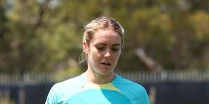 Carpenter trains with the early Matildas arrivals in Perth.