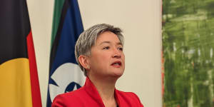 Foreign Minister Penny Wong at the Australian High Commission in London on Tuesday.