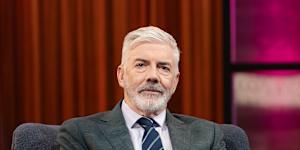 Shaun Micallef,pictured on the set of his ABC show Eve of Destruction.