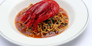 Go-to dish:Handmade noodles,scarlet prawns,XO and coriander.