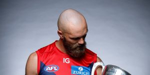 Max Gawn eyes off this year’s premiership cup.