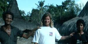 Occy and locals on the Indonesian island of Sumba,one of surfing’s untouched frontiers in the mid-90s.