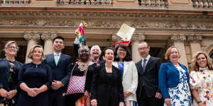 The newly elected City of Sydney council at Town Hall shortly before the first meeting of their new term on Thursday.