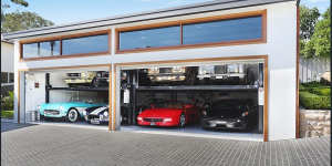 An unusual garage in a former home of Carmelo Pesce showcases some of his classic car collection – now in storage.