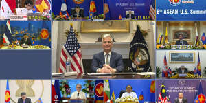 US national security adviser Robert O’Brien addresses a virtual ASEAN summit in 2020.