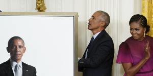 Obama’s White House portrait painting revealed to gasps