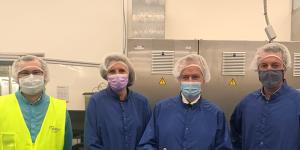 Bill Shorten,second from right,visits the CSL facility producing the AstraZeneca coronavirus vaccine.