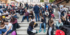 Tourists crowd Rome’s Spanish Steps.