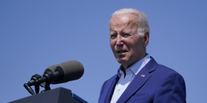 President Joe Biden speaks about climate change in Somerset,Massachusetts,on Wednesday,a day before he tested positive for COVID. 