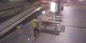 The male captured on CCTV appeared to carry a white can in his right hand.