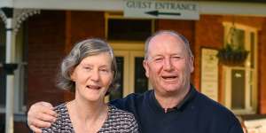 Peter and Kate Chiller at their guesthouse in Lancefield on Friday. 