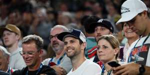 Richmond skipper Trent Cotchin was all smiles watching Ash Barty in action at the Australian Open last year.