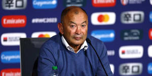 Eddie Jones at his press conference after Australia’s 40-6 loss to Wales.