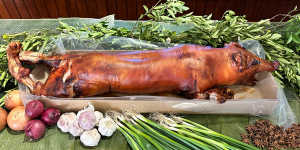 Whole roasted pig at The House of Lechon&amp;Karenderia.