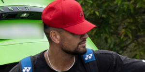 Nick Kyrgios at the practice courts at the United Cup at Sydney Olympic Park.