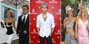 Bec and Leyton Hewitt at Flemington Racecourse in 2006;Enrique Iglesias ignoring the rules in 2010;Paris and Nicky Hilton at the Melbourne Cup in 2003.