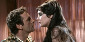 Richard Burton and Elizabeth Taylor on the set of Cleopatra