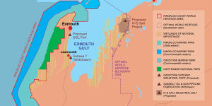 Map of the region showing the reef,the gulf and the proposed saltworks area. 
