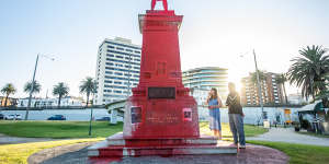 James Cook’s statue in St Kilda was daubed in red paint on January 26 this year.