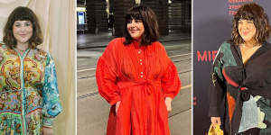 Melbourne cook and author Julia Busuttil Nishimura in Alemais in Sydney in November;in Lee Mathews at the Melbourne Film Festival program launch in July;wearing Vince at the Melbourne Film Festival in August.