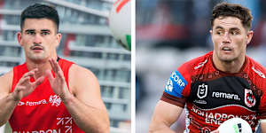 New Dragons halves combination Daniel Atkinson and Kyle Flanagan.