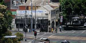 The former Russell’s Old Corner Shop,built in 1850 and sold in 2021 to an investor for $1.8 million. His promise to restore it has come to nothing so far.