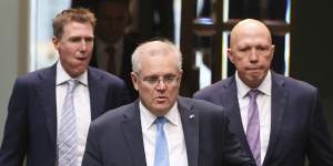 Christian Porter with Scott Morrison and Peter Dutton in early June.