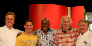 Ainsley Herriott (centre) in the UK version of Ready Steady Cook.