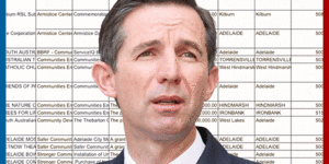 Finance Minister Simon Birmingham claimed it wasn’t possible for his department to determine into which electorates flowed billions of dollars of grants overseen by ministers.