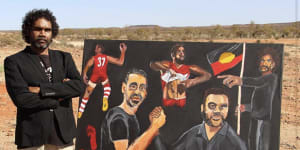 In 2020,Namatjira became the first Indigenous artist to win the Archibald Prize,with his portrait of himself and Adam Goodes.