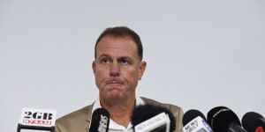 Alen Stajcic faces the media after his sacking by Football Australia.